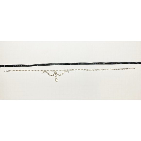 VINTAGE ART DECO 1940's STYLE RHINESTONE TEARDROP STONE NECKLACE - Picture 8 of 9